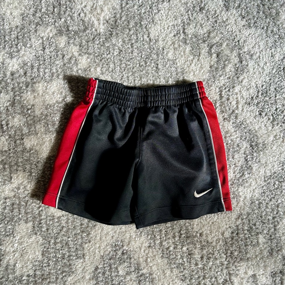 Nike Toddler Black Basketball Shorts with Red Stripes